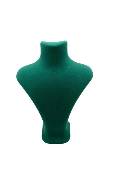 Londra Model Süet Kumaş Yeşil Renk 22/18 Cm Kolye Sergileme Mankeni - Resim 2