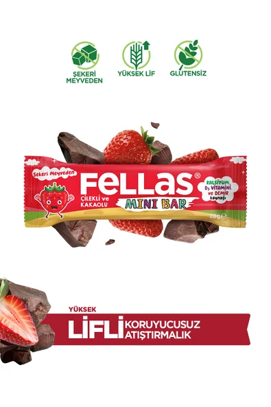 Mini Meyve Bar - Çilekli ve Kakaolu 28g x 12 Adet - 1