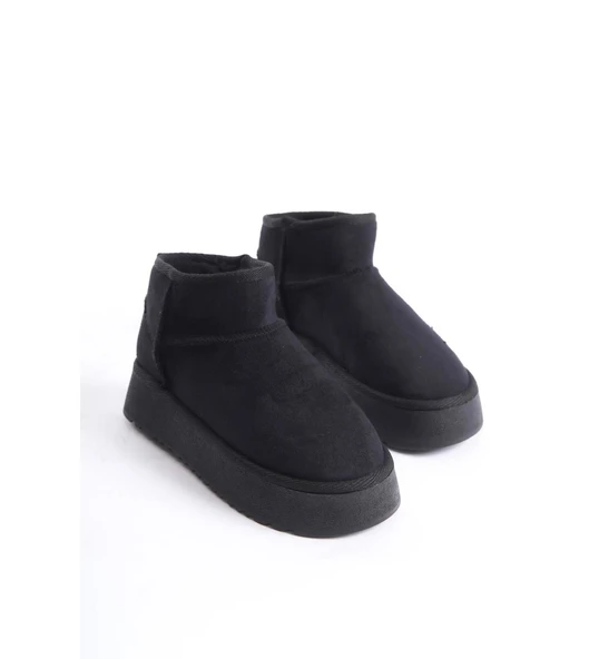 Kalın Taban İçi Kürklü Kısa Bot SİYAH - Resim 2