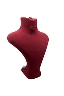 Londra Model Süet Kumaş Bordo Renk 28/ 22 Cm Takım Kolye-Küpe-Yüzük Sergileme Mankeni - 3