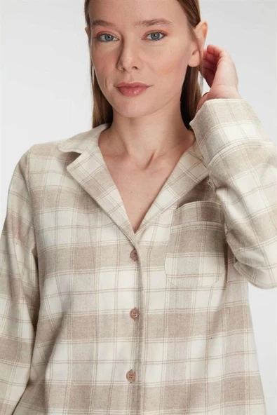 Amora Secret Pamuklu Uzun Kol Gömlek Pantolon Pijama Takımı - 4