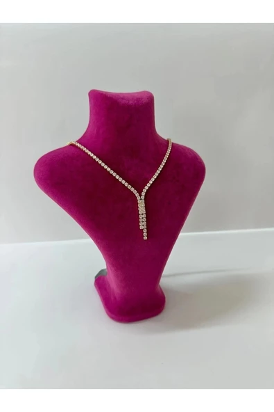Londra Model Süet Kumaş Fuşya Renk 22/18 Cm Kolye Sergileme Mankeni ürün görseli