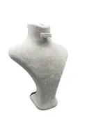 Londra Model Süet Kumaş Krem Renk 28/ 22 Cm Takım Kolye-Küpe-Yüzük Sergileme Mankeni - 3