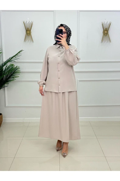 Kadın Tesettür Takımı 2'Li Gömlek & Etek Takımı - Resim 9