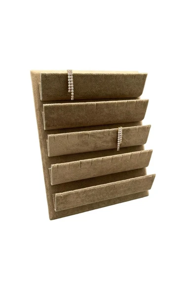 Süet Kumaş 20/16 Cm Sütlü Kahve Renk Ayaklı Küpe Standı