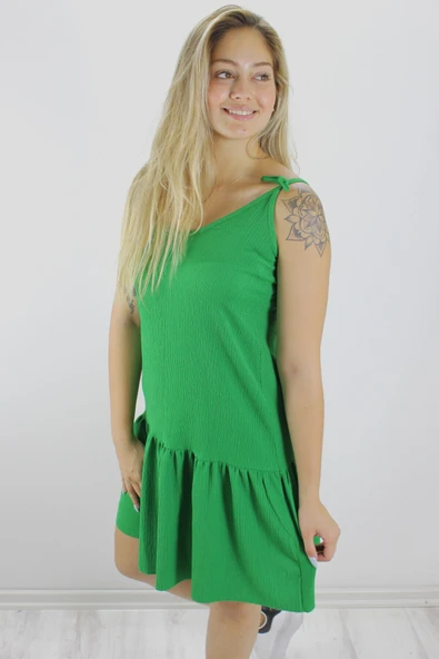 Krinkıl İp Askılı Elbise Yeşil - 1456.65 ürün görseli