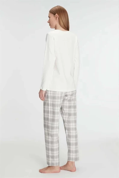 AmoraSecret AmoraSecret Uzun Kol Pamuklu Kışlık Pijama Takımı - 3
