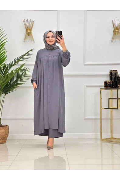 Kadın Tesettür Takım 2'li Uzun Tunik & Pantolon Takımı - Resim 9