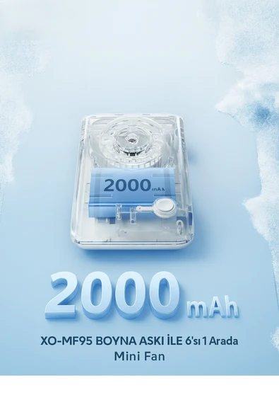 MF95 6in1 Taşınabilir Mini Fan  2000MAH Klipsli Katlanabilir 3 Hız Modu - 2