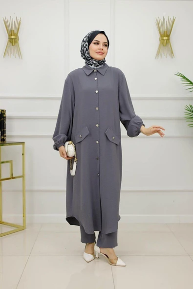Kadın Tesettür Takım 2'Li Pantolon & Tunik Takımı - 6