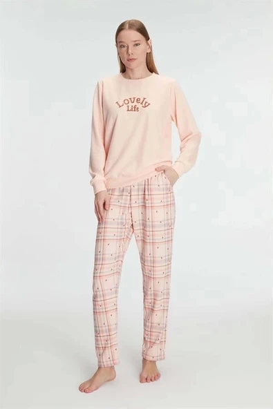AmoraSecret AmoraSecret Pamuklu Kışlık Uzun Kol Kadın Pijama Takım - 1