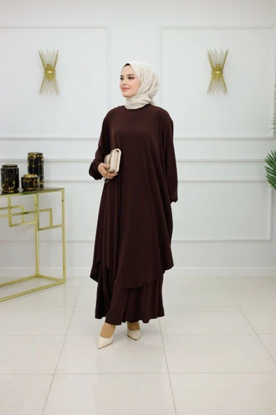 Kadın Tesettür Pantolonlu Takım 2'Li Takım Tunik & Pantolon - Resim 11