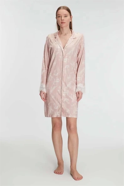 AmoraSecret AmoraSecret Cotton Modal Uzun Kol Gecelik - 1