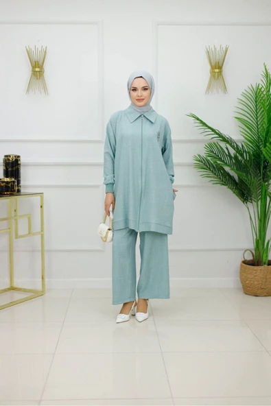 Kadın Tesettür Takım 2'Li Pantolon & Tunik Takımı - Resim 2