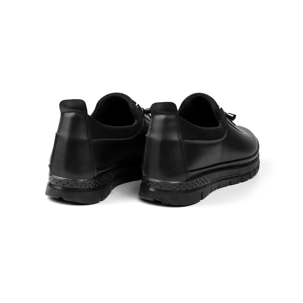 Kadın Siyah Ortopedik Anne Ayakkabısı - Rahat Kaymaz Taban, Bağcıklı Günlük Yürüyüş Ayakkabısı - Resim 2