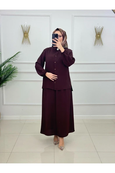 Kadın Tesettür Takımı 2'Li Gömlek & Etek Takımı - Resim 3