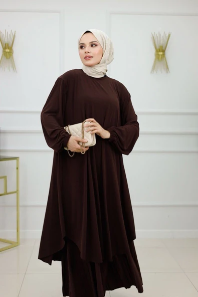 Kadın Tesettür Pantolonlu Takım 2'Li Takım Tunik & Pantolon - Resim 10