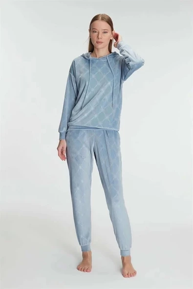 AmoraSecret AmoraSecret Kapüşonlu Uzun Kol Sweatshirt Pijama Takımı - 1