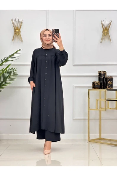Kadın Tesettür Takım 2'li Uzun Tunik & Pantolon Takımı - Resim 7