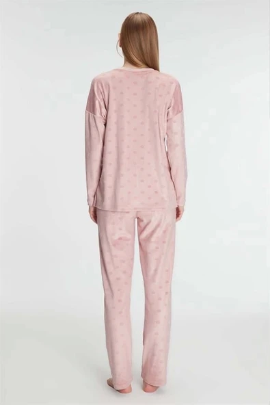 AmoraSecret AmoraSecret Uzun Kol V Yaka Sweatshirt ve Pantolon Takım Pijama Takımı - 2