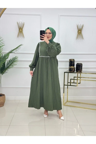 Kadın Tesettür Müslin Elbise - Resim 3