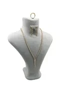 Londra Model Süet Kumaş Gri Renk 28/ 22 Cm Takım Kolye-küpe-yüzük Sergileme Mankeni ürün görseli