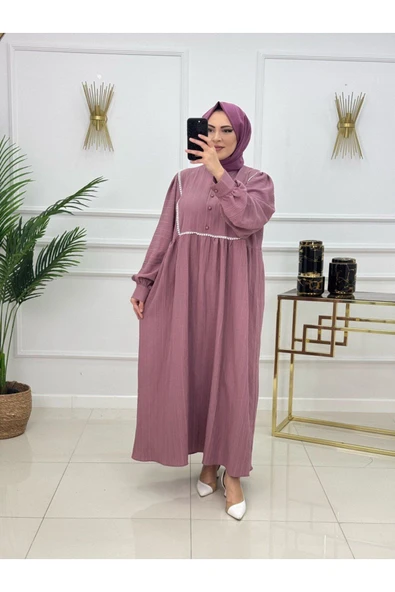 Kadın Tesettür Müslin Elbise - Resim 11