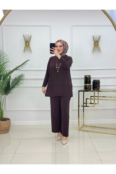 Kadın Tesettür Pantolonlu Takım 2'Li Tunik & Pantolon Takımı - 7