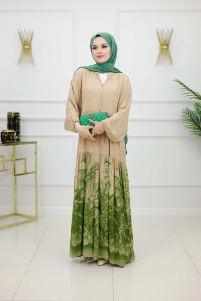 Kadın Tesettür Elbise, Düğmeli Elbise - Resim 5