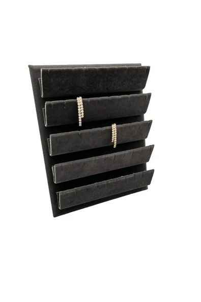 Süet Kumaş 20/16 Cm Füme Renk Ayaklı Küpe Standı