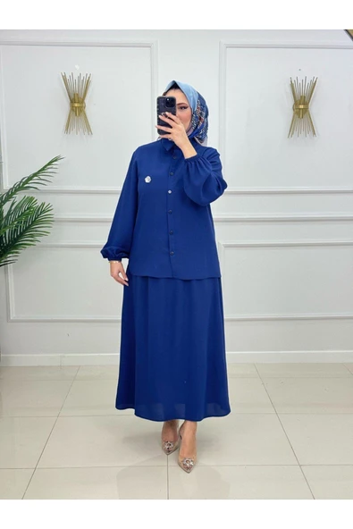 Kadın Tesettür Takımı 2'Li Gömlek & Etek Takımı - Resim 5