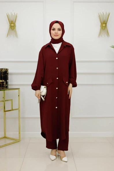 Kadın Tesettür Takım 2'Li Pantolon & Tunik Takımı - 12