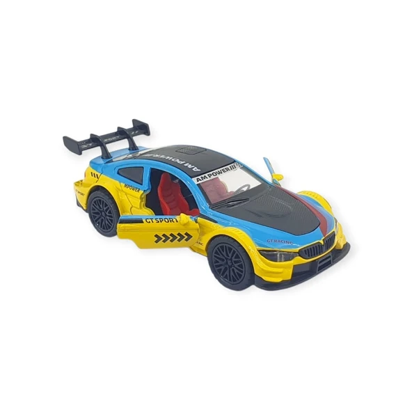 Çek Bırak Araba Metal - 3672C - Sarı-Mavi ürün görseli