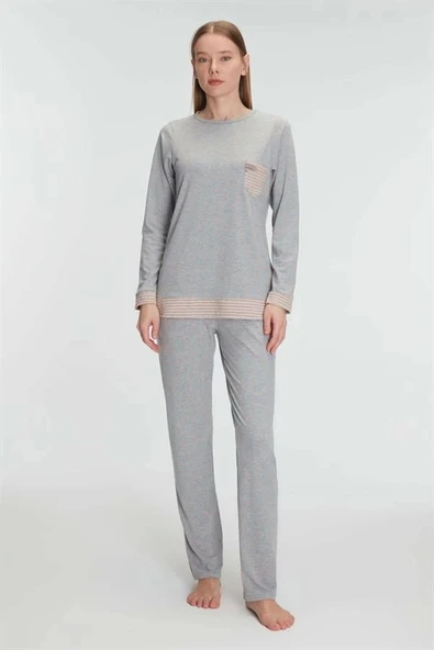 AmoraSecret AmoraSecret Pamuklu Uzun Kollu Pijama Takımı - 1