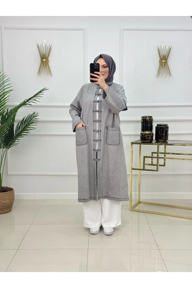 Kadın Tesettür Denim Kap - Resim 3