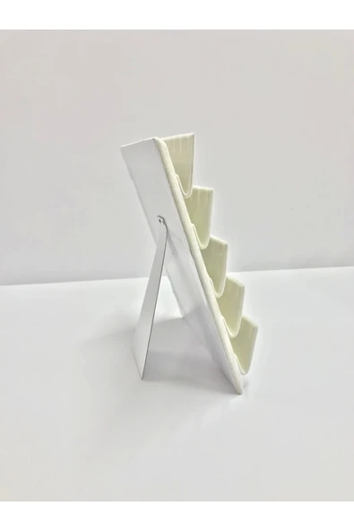 Süet Kumaş 20/16 Cm Krem Renk Ayaklı Küpe Standı - Resim 2