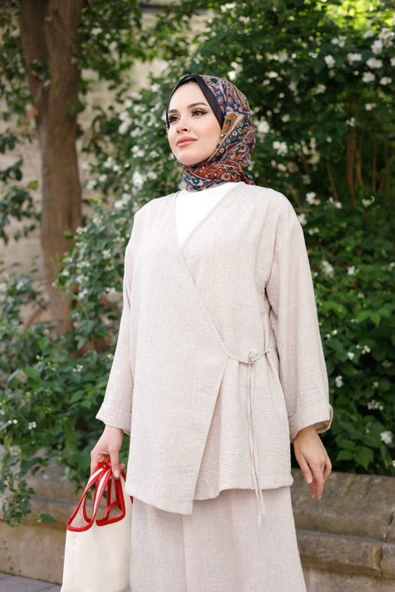 Kadın Tesettür Takım 2'Li Kimono & Pantolon Takımı - 1