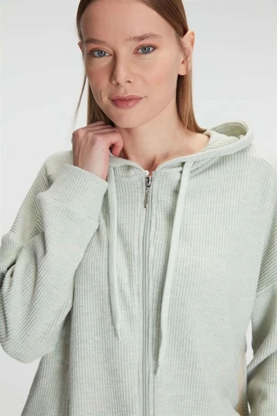 AmoraSecret AmoraSecret Pamuklu Homesuit Kapüşonlu Fermuarlı Ev Giyim Pijama Takımı - 4