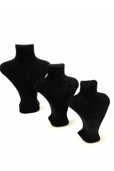 Keten Kumaş Siyah Renk Üç Boy Takı Mankeni