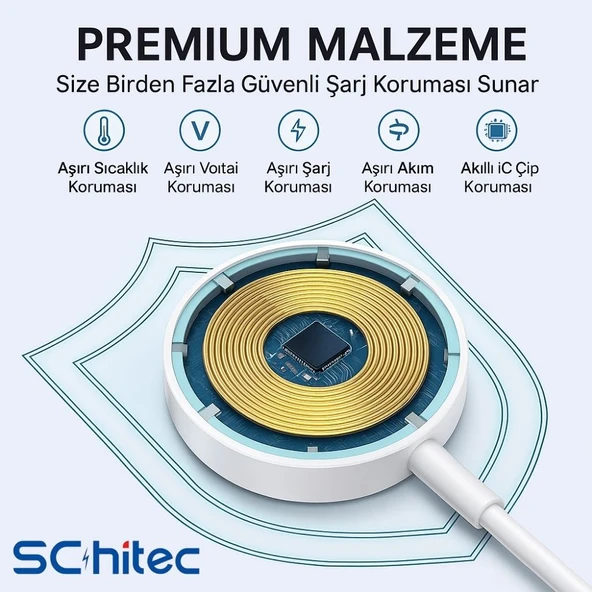 ScHitec Type-C Girişli Universal İ-watch Akıllı Saat Şarj Cihazı Beyaz C49T - 6
