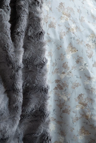 Çift Kişilik Briella Gri Yatak Örtülü Nevresim Set - 3