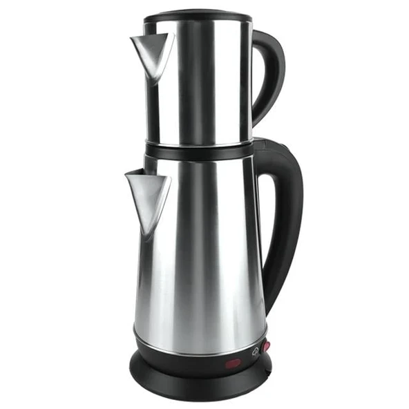 Crown CRW-2201 1800W 1.8 - 0.8 Litre Çelik Hazneli Çaycı Mutfak Kettle Demlikli Ve Süzgeçli Inox - Resim 3
