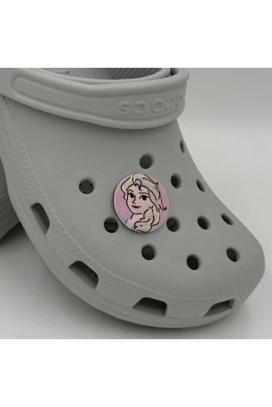 Crocs Terlik Süsü ve Aksesuarı , Çanta Süsü – Renkli Jibbitz Yuvarlak Elsa Frozn Görselli Figür Aksesuarı - Resim 2