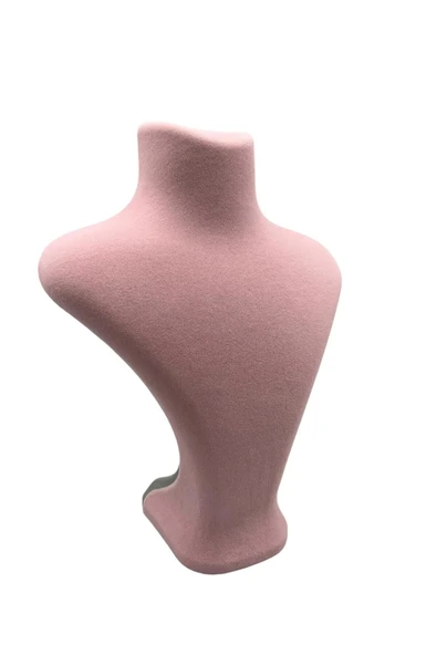 Londra Model Süet Kumaş Pembe Renk 22/18 Cm Kolye Sergileme Mankeni - Resim 3