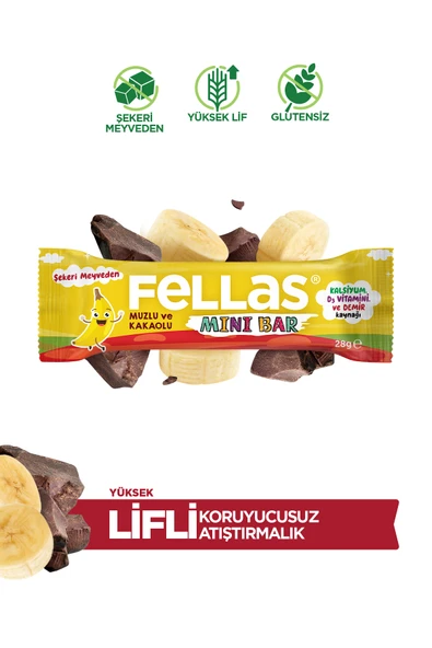 Mini Meyve Bar - Muzlu ve Kakaolu 28g x 12 Adet - 1