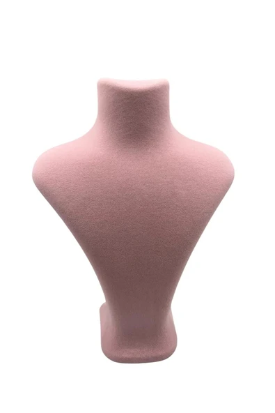 Londra Model Süet Kumaş Pembe Renk 22/18 Cm Kolye Sergileme Mankeni - Resim 2