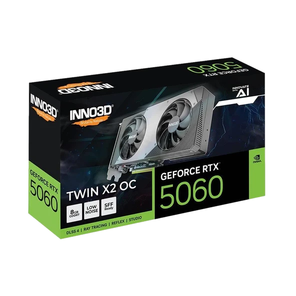 INNO3D GeForce RTX 5060 TWIN X2 OC 8GB GDDR7 128bit DLSS 4 Ekran Kartı N50602-08D7X-195070N ürün görseli