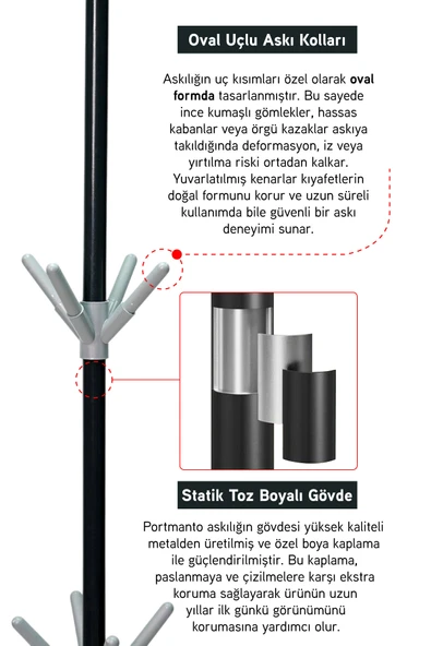 İronika Modern Portatif Elbise Askısı Ayaklı Portmanto Askı Vestiyer Askılık - Gri - 2