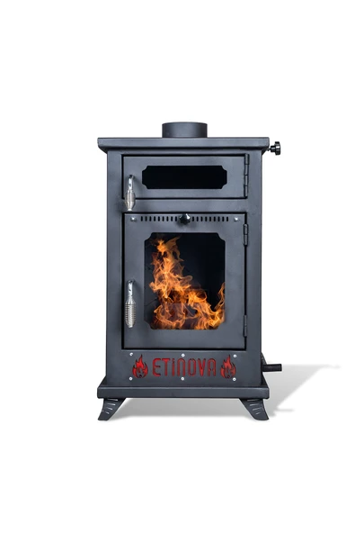 Etinova Eti-K8 Küçük Üç Tarafı Camlı Fırınlı Odun ve Pelet yakan Şömine Tipi Soba - 2