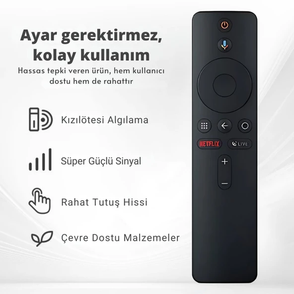 Polham Xiaomi Mi Box S 4K Android TV Uyumlu Bluetooth Kumanda, Netflix Tuşlu Mi Box S 4K Kumanda - 7